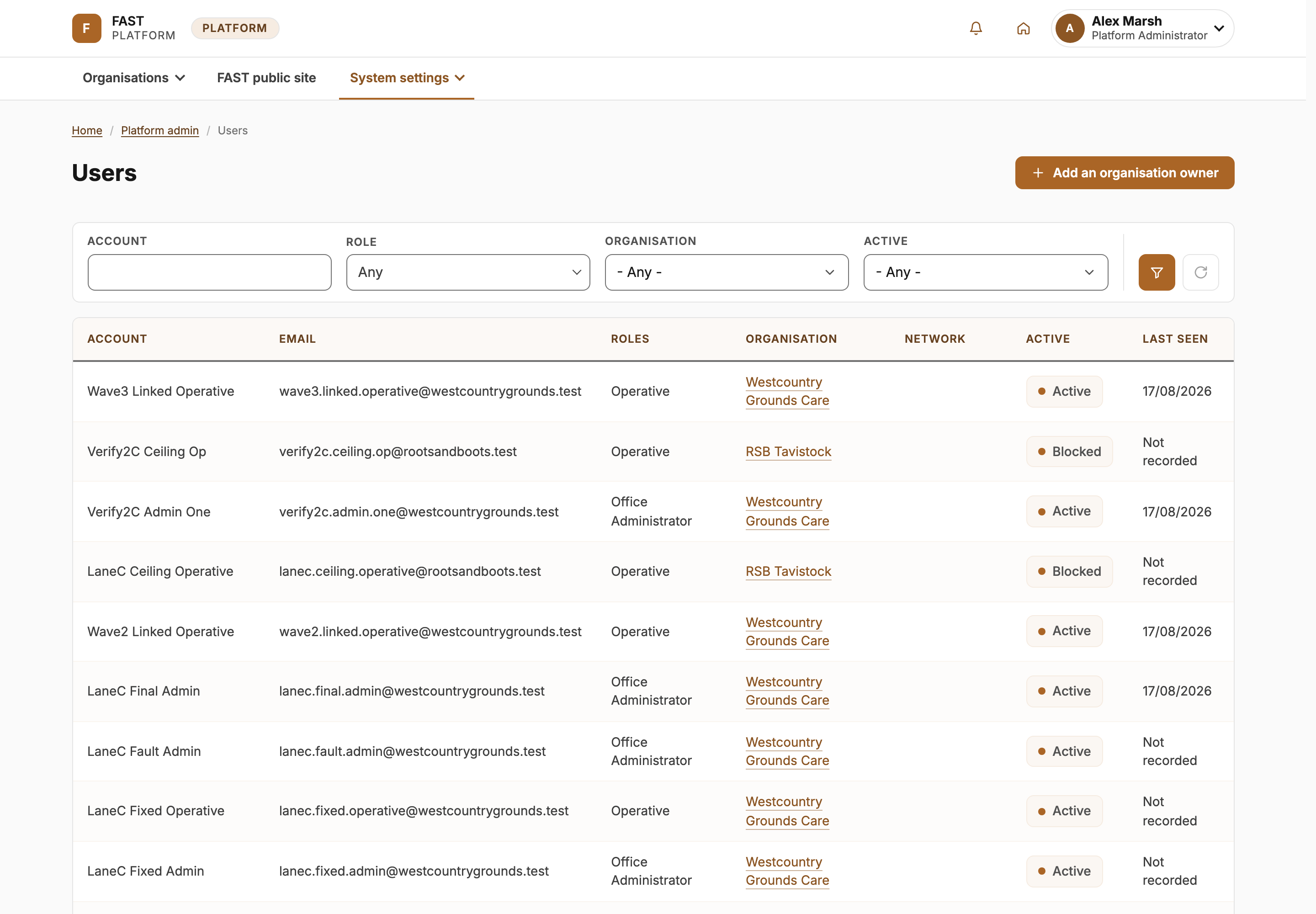 Create the owner account