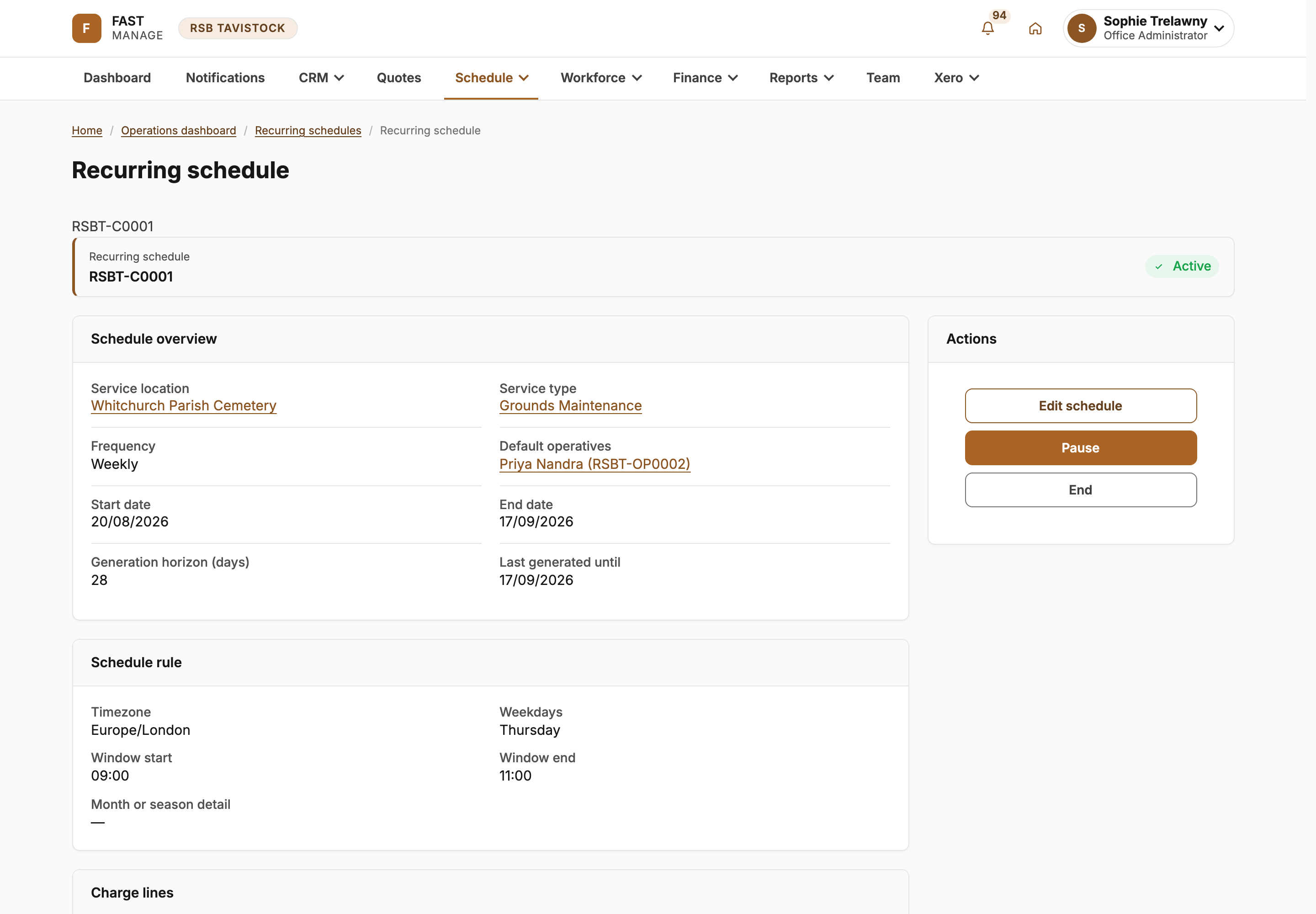 Check the running contract and the visits it made