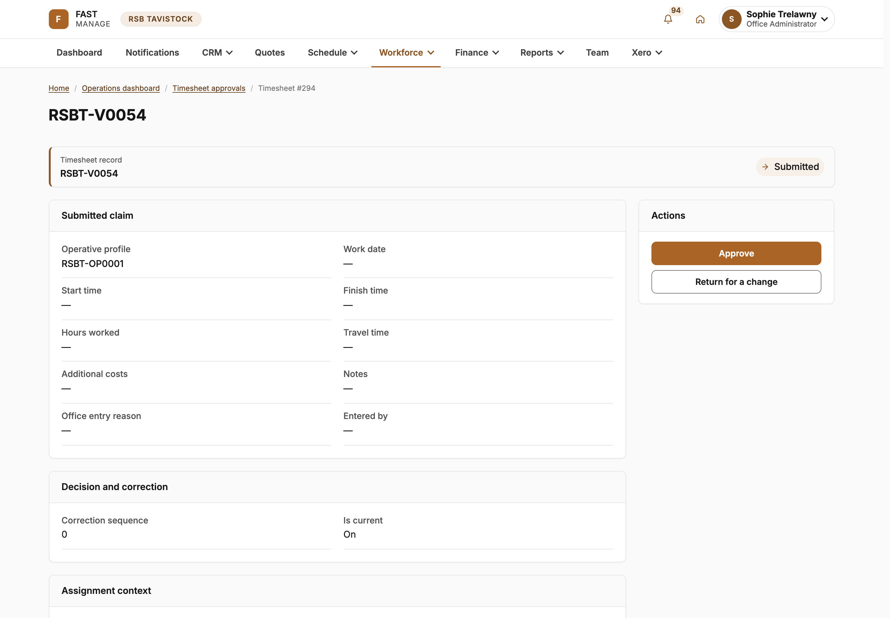 Compare the claim with the planned hours and the site photos