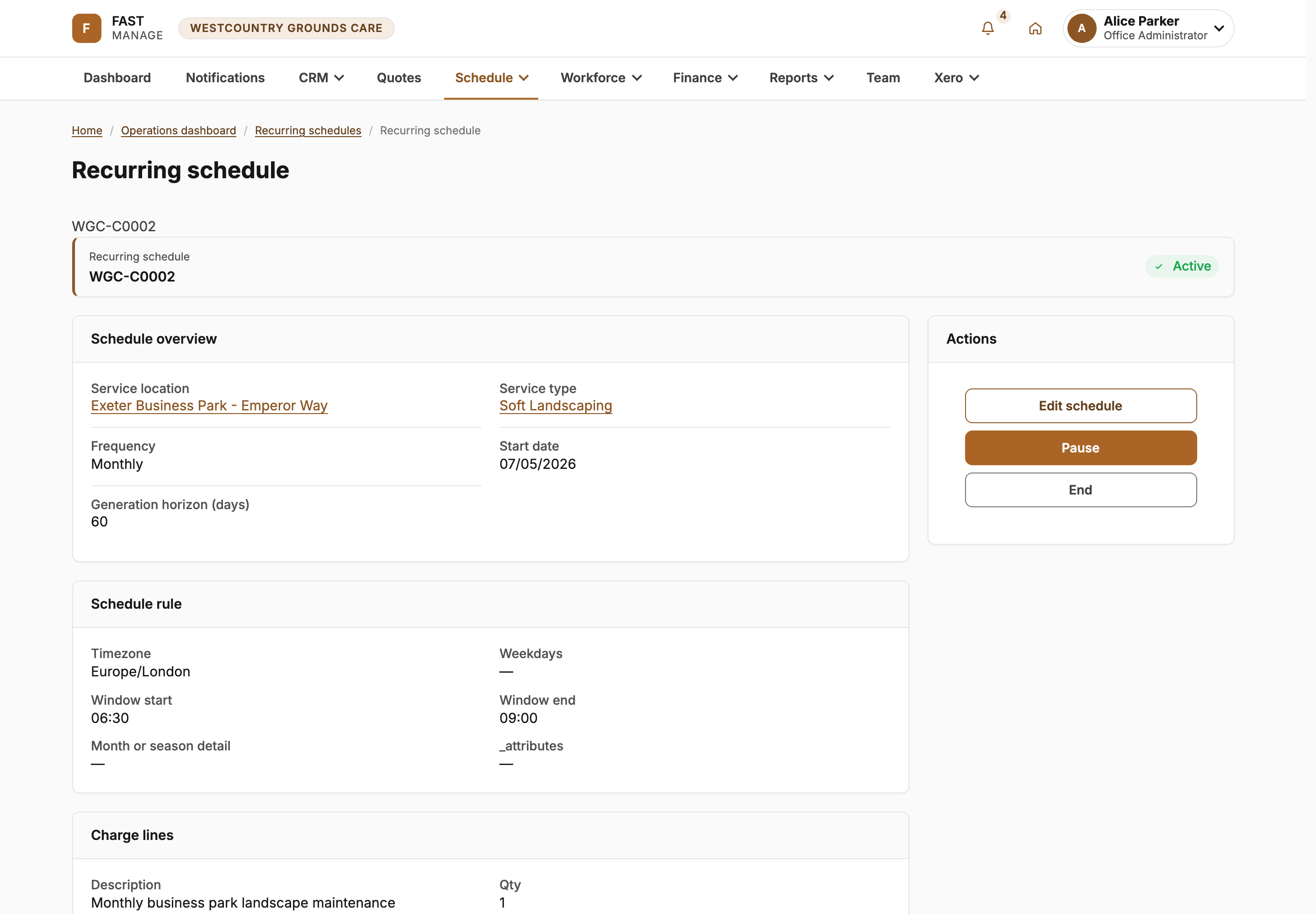 Check the running contract and the visits it made